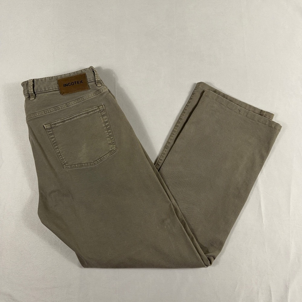 Incotex Pants Five Regular Straight Leg Khaki Tan Mens 34x31 Cinquetasche